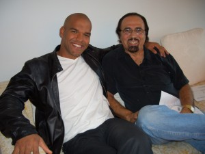 Amaury and John Delia chatting in Miami Beach