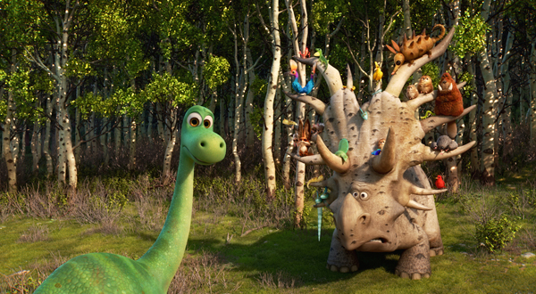Arlo meets the funny Pet Collector a Styracosaurus 