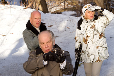Frank (Willis), Marvin (Malkovich) and Victoria (Mirren) close in on their adversaries