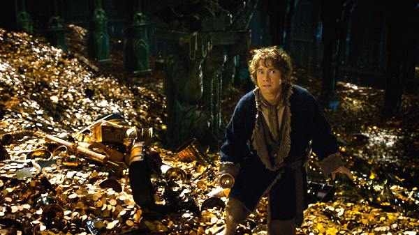 Bilbo (Martin Freeman) tries to outsmart Smaug