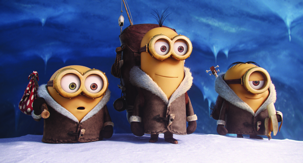 Bob, Kevin and Stuart on their way to explore the world