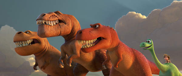 A TRIO OF T-REXES â€” An Apatosaurus named Arlo must face his fearsâ€”and three impressive T-Rexesâ€”in Disneyâ€¢Pixarâ€™s â€œThe Good Dinosaur.â€ 