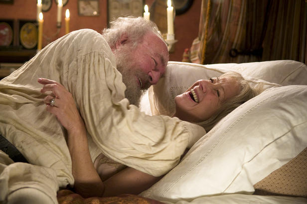 Tolstoy (Plummer) and his wife (Mirren) romance in bed