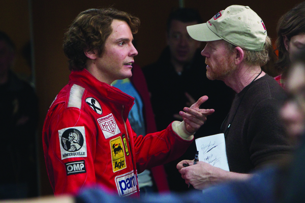 Daniel Bhrul with Director Ron Howard on the set of RUSH