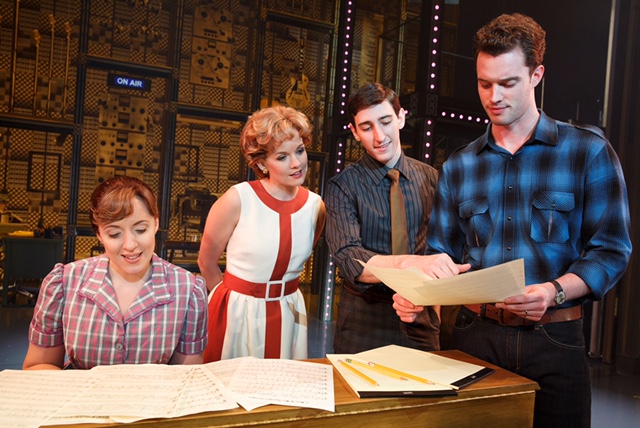 Four Friends. Abby Mueller (_Carole King_), Becky Gulsvig (_Cynthia Weil_), Ben Fankhauser (_Barry Mann_) and Liam Tobin (_Gerry Goffin_)