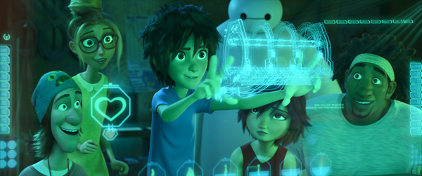 Fred, Honey Lemon, Hiro, Baymax, GoGo Tomago, Wasabi.