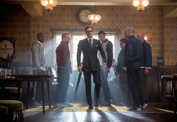 Harry (Colin Firth), an elite member of a top-secret independent intelligence organization known as the Kingsman, prepares to teach some ruffians a lesson.