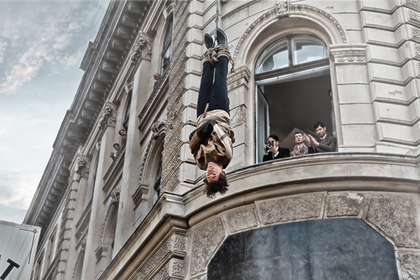 Houdini's famous straight jacket escape trick