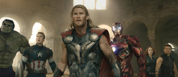 Hulk (Mark Ruffalo), Captain America (Chris Evans), Thor (Chris Hemsworth), Iron Man (Robert Downey Jr), Black Widow (Scarlett Johansson) and Hawkeye (Jeremy Renner)