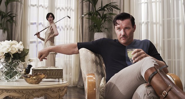 Joel Edgerton as Tom Buchanan and Elizabeth Debicki as Jordan Baker