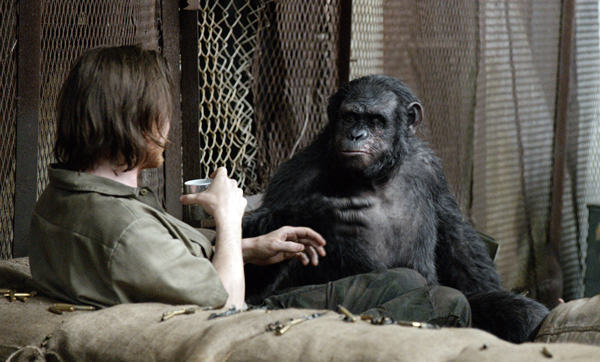 Koba socializes with the humans