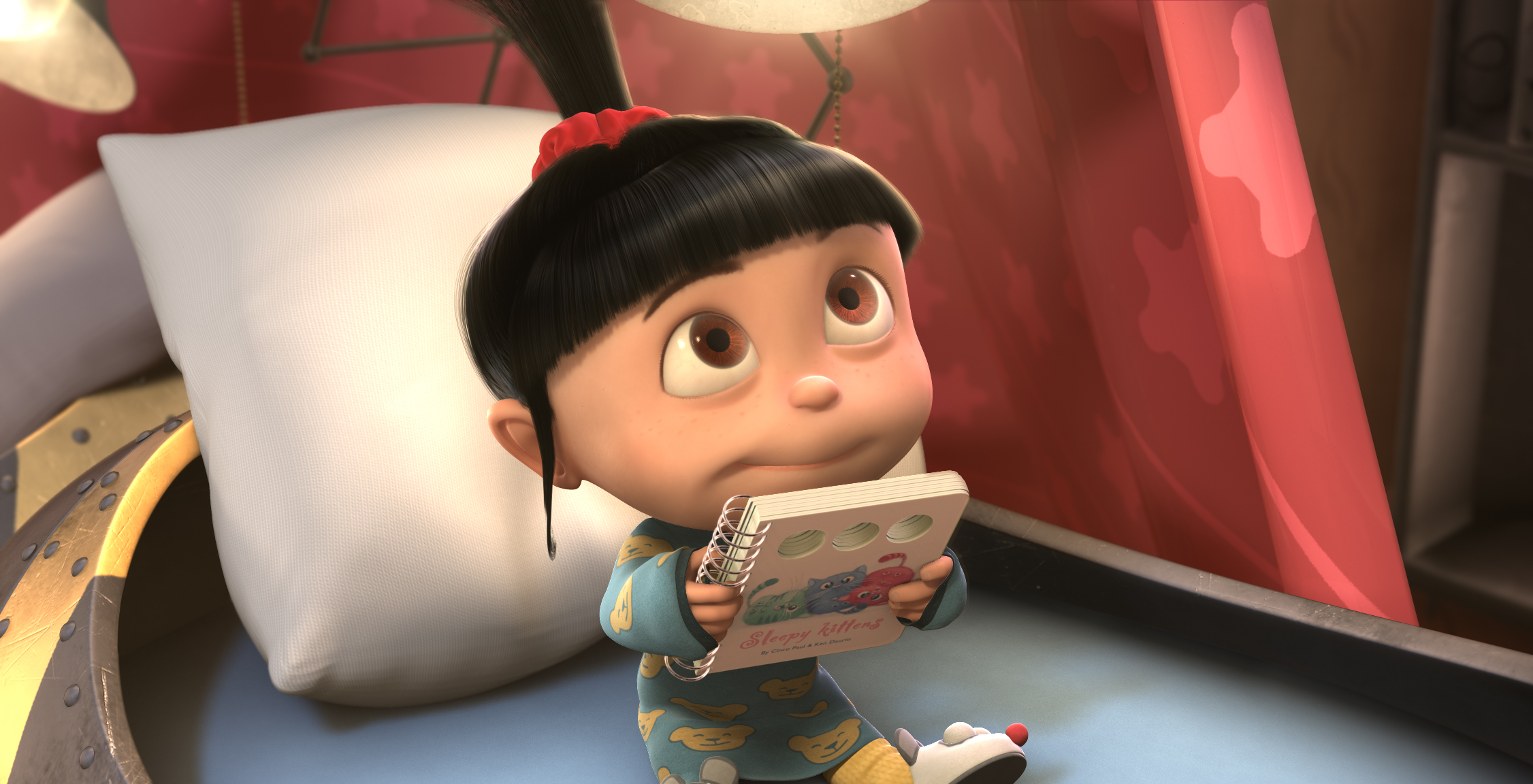 Agnes (ELSIE FISHER) begs Gru for a bedtime story
