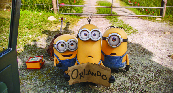 Minions hitchhiking a ride to Orlando