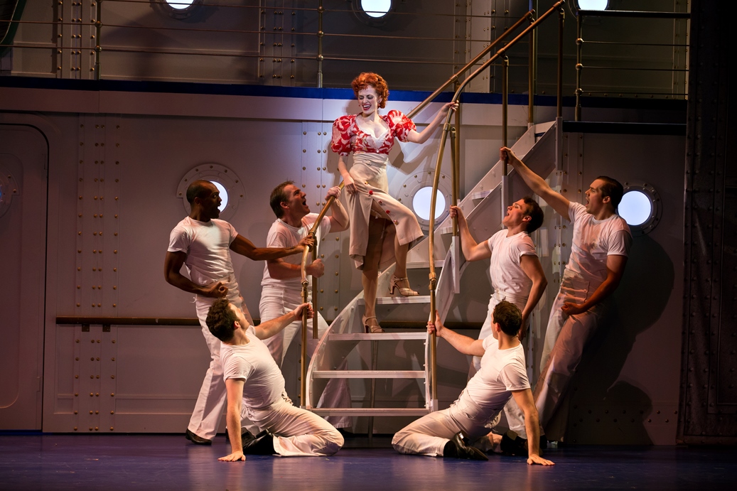 Mychal Phillips as Erma and Ensemble in the National Tour of ANYTHING GOES. Photo Credit Jeremy Daniel