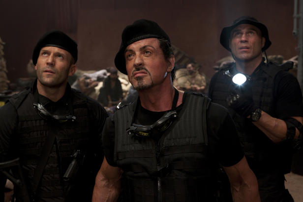 Statham as Christmas, Stallone as Ross and Couture as Toll Road