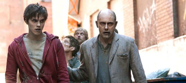 Nicholas Houit as R and Rob Corddry as M in WARM BODIES