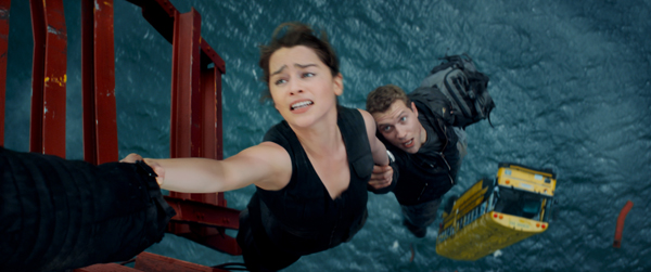 Emilia Clarke plays Sarah Connor and Jai Courtney plays Kyle Reese in TERMINATOR GENISYS