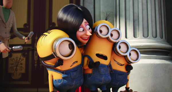 Stuart, Kevin and Bob get chosen by super villain Scarlet Overkill (voiced by Sandra Bullock)