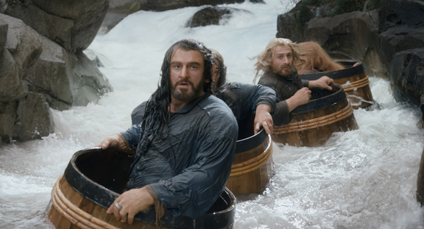 THORIN (Richard Armitage) leads the dwarfs down river
