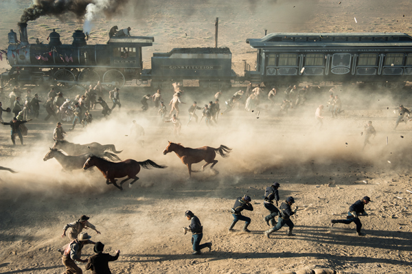 Action packed train attack in THE LONE RANGER