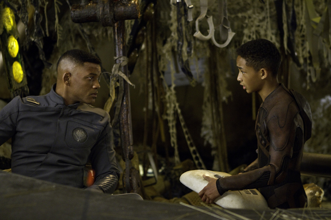 Will Smith as Cypher and Jaden Smith as Kitai in AFTER EARTH