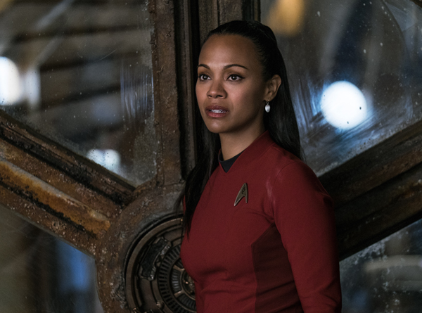 Zoe Saldana plays Uhura in Star Trek Beyond from Paramount Pictures, Skydance, Bad Robot, Sneaky Shark and Perfect Storm Entertainment