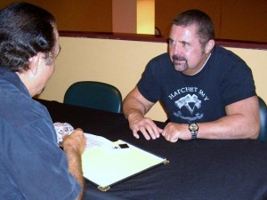 Delia interviewing Kane Hodder 